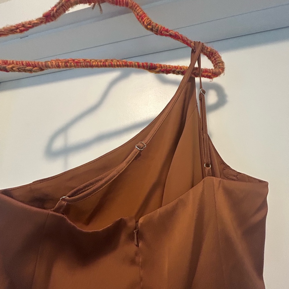 Birdy Grey One Shoulder Backless Rust Gown - adjustable straps - Picture 4 of 8